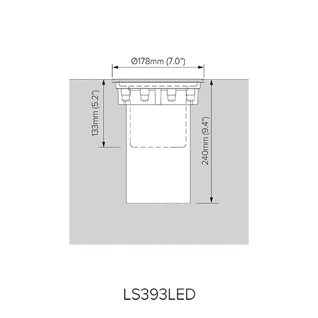Pre-installation blockout dimensions for LS393LED.